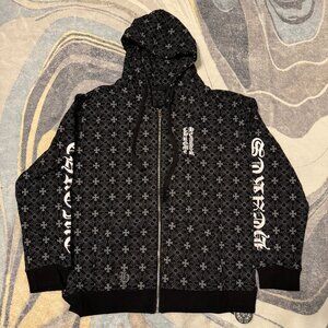 Chrome Hearts Black / Gray Monogram Cross Horseshoe Hoodie Men’s Size Large